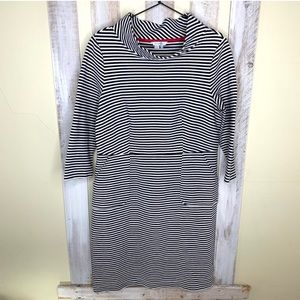 Boden Mock Neck Striped 3/4 Sleeve Dress
